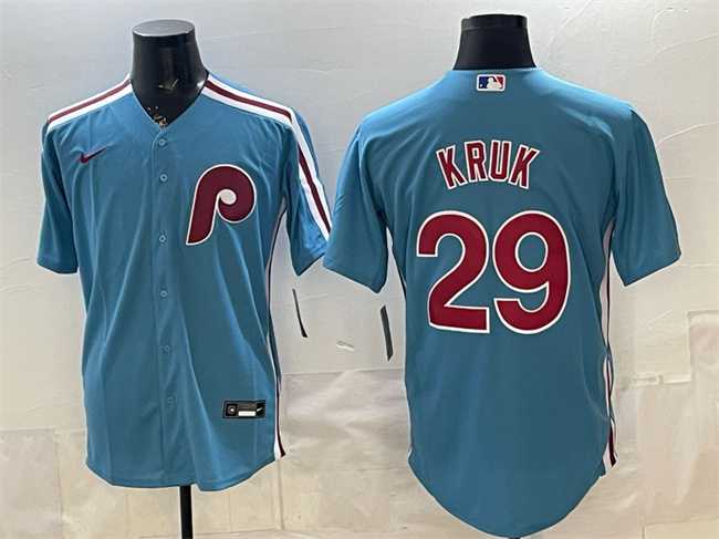 Men%27s Philadelphia Phillies #29 John Kruk Blue Cool Base Stitched Jersey->pittsburgh pirates->MLB Jersey