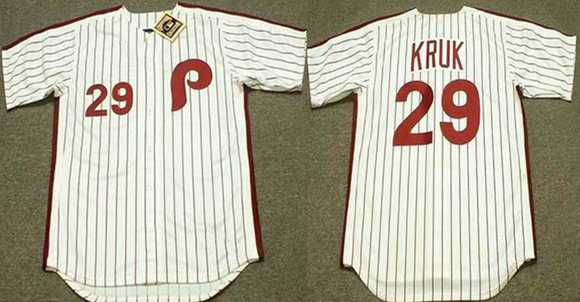 Men%27s Philadelphia Phillies #29 John Kruk White Stitched Jersey->pittsburgh pirates->MLB Jersey
