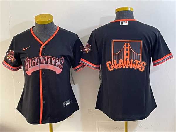 Women%27s San Francisco Giants Team Big Logo Black 2026 Alternate Stadium Stitched Jersey(Run Small) Dzhi->texas rangers->MLB Jersey