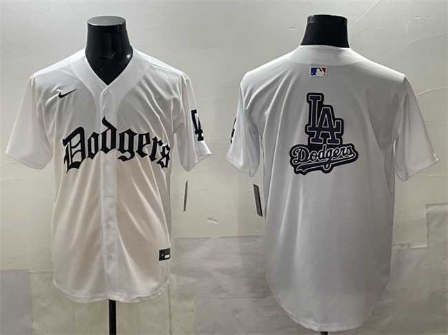 Men%27s Los Angeles Dodgers Team Big Logo White 2025 LA Gothic Style Vapor Premier Limited Stitched Jersey->milwaukee brewers->MLB Jersey