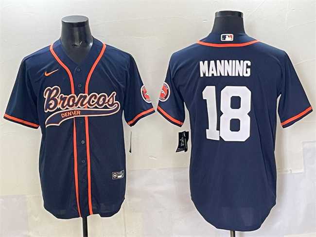 Men%27s Denver Broncos #18 Peyton Manning Navy Cool Base Stitched Baseball Jersey->dallas cowboys->NFL Jersey