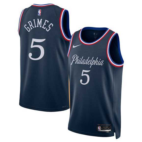 Mens Philadelphia 76ers #5 Quentin Grimes Navy 2025-26 City Edition Swingman Stitched Jersey Dzhi->philadelphia 76ers->NBA Jersey