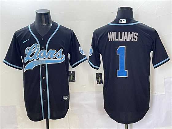 Men%27s Detroit Lions #1 Jameson Williams Black Stitched Baseball Jersey->dallas cowboys->NFL Jersey