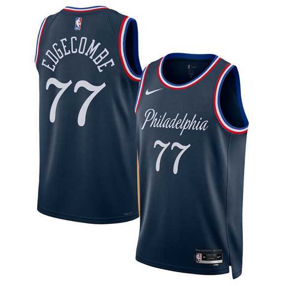 Mens Philadelphia 76ers #77 V. J. Edgecombe Navy 2025-26 City Edition Swingman Stitched Jersey Dzhi->philadelphia 76ers->NBA Jersey