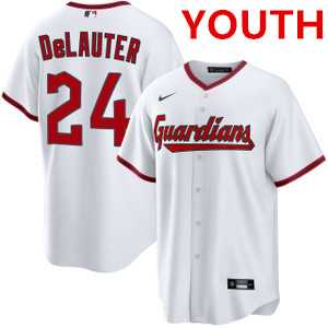 Youth cleveland guardians #24 chase delauter white cool base limited stitched jersey Dzhi->mlb youth jerseys->MLB Jersey