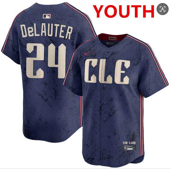 Youth cleveland guardians #24 chase delauter navy 2024 city connect limited stitched jersey Dzhi->mlb womens jerseys->MLB Jersey