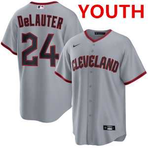 Youth cleveland guardians #24 chase delauter gray cool base limited stitched jersey Dzhi->2026 world baseball classic->MLB Jersey