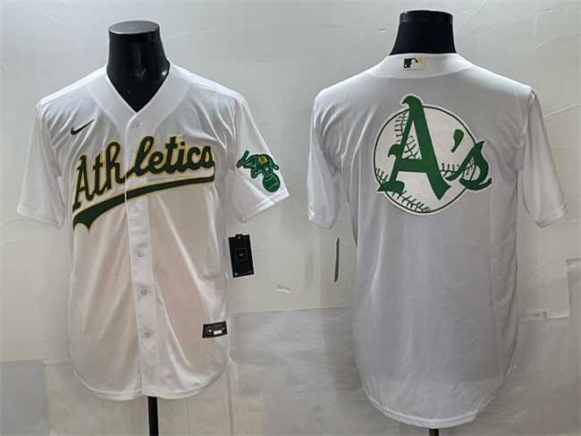 Men%27s Oakland Athletics Team Big Logo White Stitched Jersey->oakland athletics->MLB Jersey