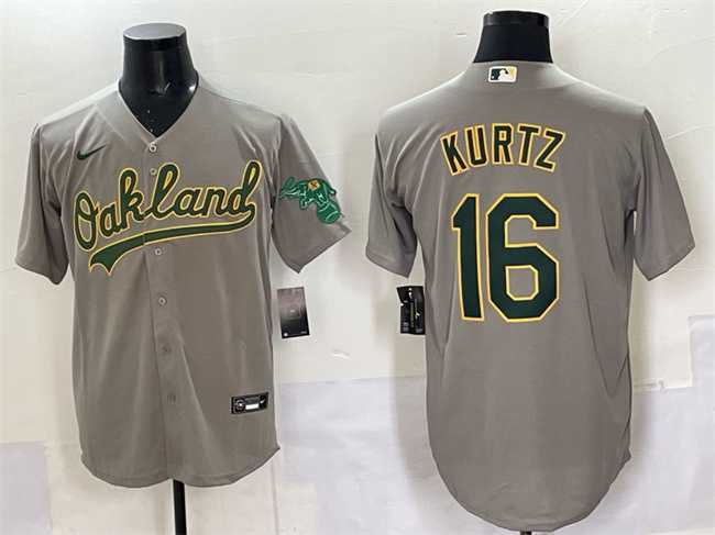Men%27s Oakland Athletics #16 Nick Kurtz Grey Cool Base Stitched Jersey->new york yankees->MLB Jersey