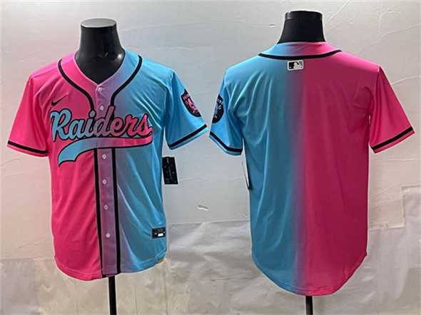Men%27s Las Vegas Raiders Blank Pink Blue Limited Stitched Baseball Jersey->detroit lions->NFL Jersey