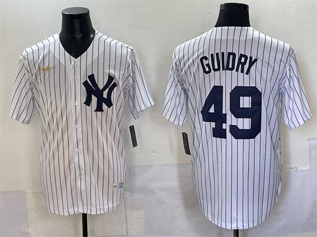 Men%27s New York Yankees #49 Ron Guidry White Cool Base Stitched Jersey->milwaukee brewers->MLB Jersey