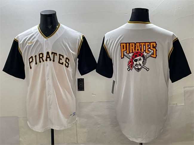 Men%27s Pittsburgh Pirates Team Big Logo White Cool Base Stitched Jersey->pittsburgh pirates->MLB Jersey