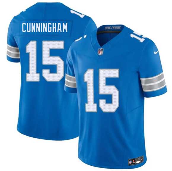 Men%27s Detroit Lions #15 Malik Cunningham Blue 2026 F.U.S.E. Vapor Limited Stitched Jersey->denver broncos->NFL Jersey
