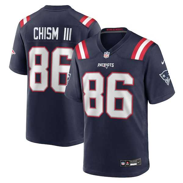 Mens New England Patriots #86 Efton Chism III Nike Navy Team Game Jersey Dzhi->new england patriots->NFL Jersey