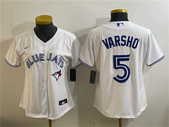 Women%27s Toronto Blue Jays #5 Daulton Varsho White Cool Base Stitched Jersey (Run Small)->mlb womens jerseys->MLB Jersey