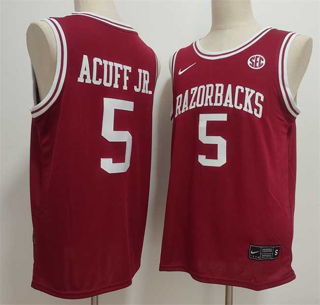 Mens Arkansas Razorbacks #5 Darius Acuff Jr. Red Stitched Football Jersey->arkansas razorbacks->NCAA Jersey