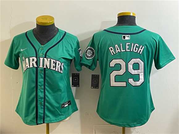 Women%27s Seattle Mariners #29 Cal Raleigh Aqua Limited Stitched Jersey (Run Small)->mlb womens jerseys->MLB Jersey