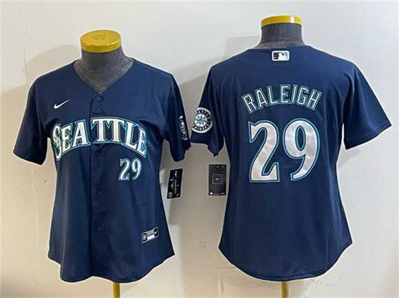 Women%27s Seattle Mariners #29 Cal Raleigh Navy Cool Base Stitched Jersey (Run Small)->detroit tigers->MLB Jersey