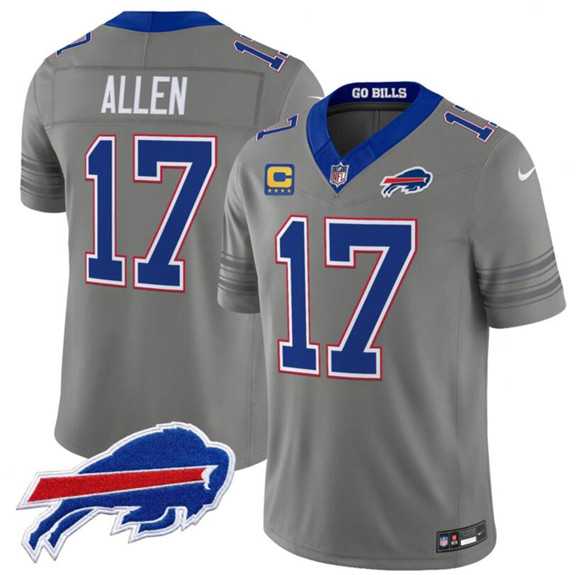 Mens Buffalo Bills #17 Josh Allen Gray F.U.S.E. 2026 Nickel City With 4-Star C Patch Vapor Stitched Jersey Dzhi->buffalo bills->NFL Jersey