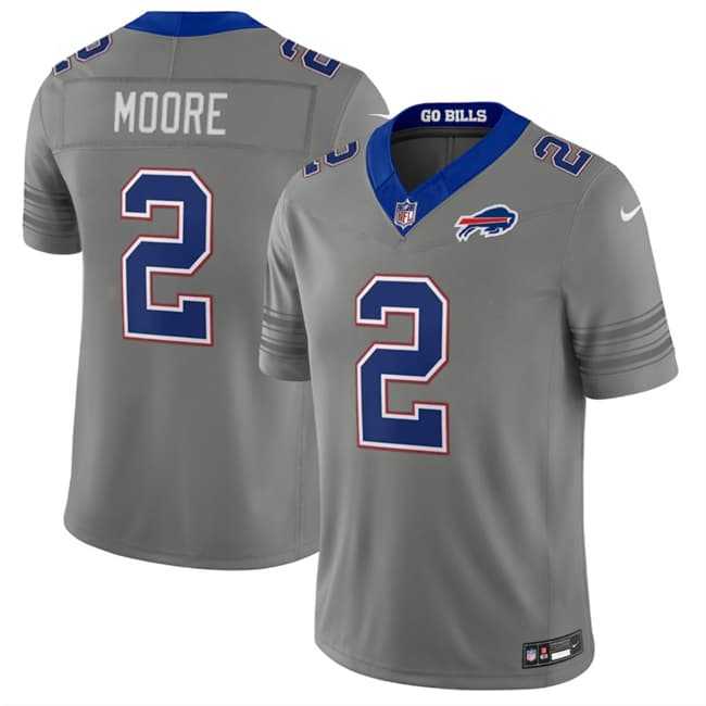 Mens Buffalo Bills #2 D.J. Moore Gray F.U.S.E. 2026 Nickel City Vapor Stitched Jersey Dzhi->buffalo bills->NFL Jersey