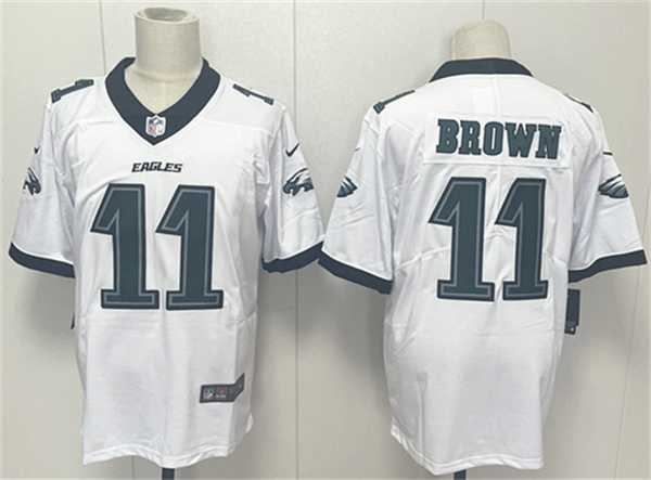 Mens Philadelphia Eagles #11 A.J. Brown White 2024 New Vapor Untouchable Limited Stitched Jersey->philadelphia eagles->NFL Jersey