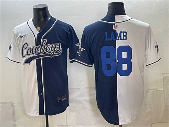 Men%27s Dallas Cowboys #88 CeeDee Lamb White Navy Split Stitched Jersey->buffalo bills->NFL Jersey