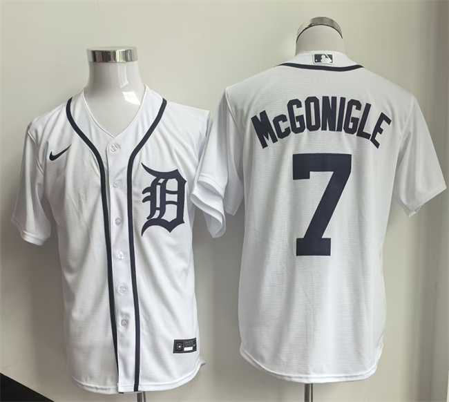Men%27s Detroit Tigers #7 Kevin McGonigle White Cool Base Stitched Jersey->san diego padres->MLB Jersey