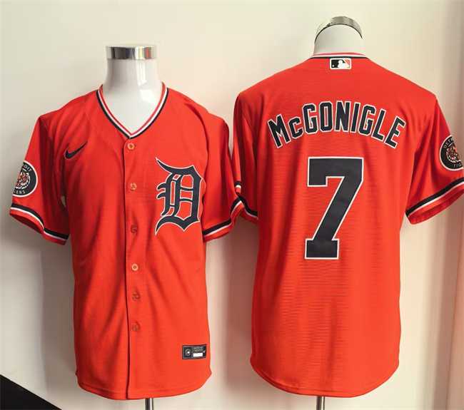 Men%27s Detroit Tigers #7 Kevin McGonigle Orange Cool Base Stitched Jersey->los angeles dodgers->MLB Jersey