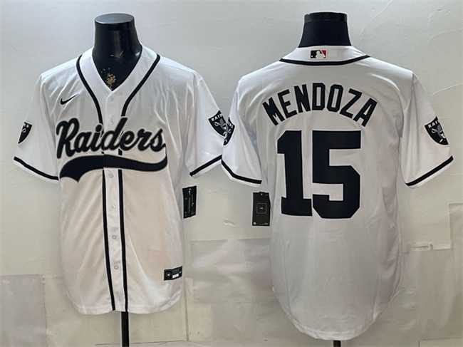 Mens Las Vegas Raiders #15 Fernando Mendoza White Cool Base Stitched Baseball Jersey->las vegas raiders->NFL Jersey