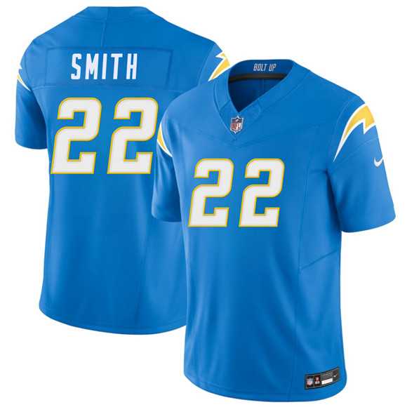 Men%27s Los Angeles Chargers #22 Genesis Smith Blue 2026 F.U.S.E. Vapor Limited Stitched Jersey->las vegas raiders->NFL Jersey