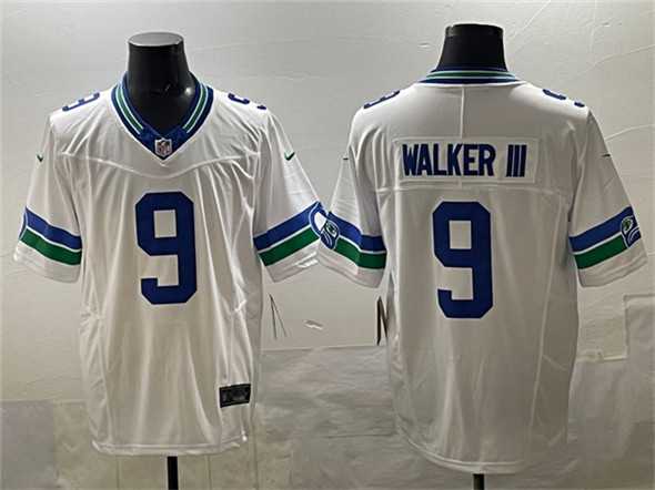 Men%27s Seattle Seahawks #9 Kenneth Walker III White F.U.S.E. Throwback Vapor Limited Stitched Jersey->seattle seahawks->NFL Jersey