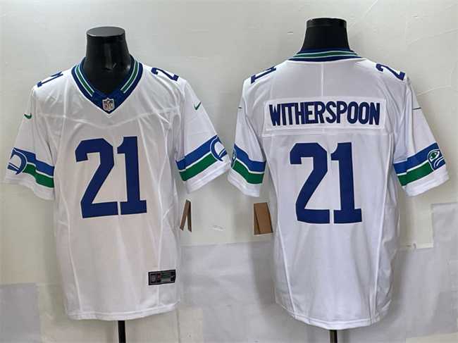 Men%27s Seattle Seahawks #21 Devon Witherspoon White F.U.S.E. Throwback Vapor Limited Stitched Jersey->seattle seahawks->NFL Jersey
