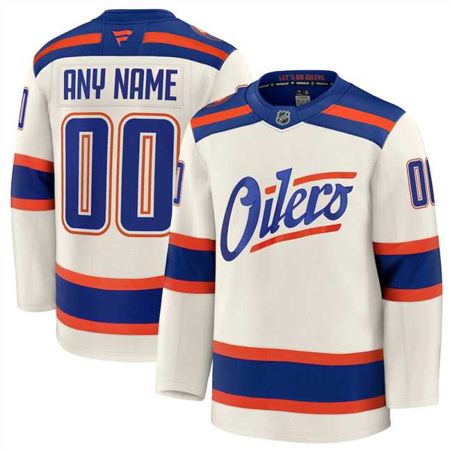 Mens Edmonton Oilers Custom Light Beige Alternate Stitched Hockey Jersey->customized nhl jersey->Custom Jersey