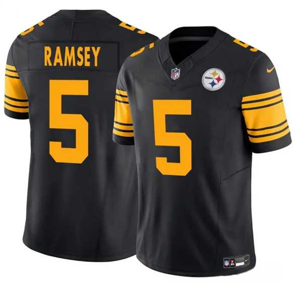 Youth Pittsburgh Steelers #5 Jalen Ramsey Black 2024 F.U.S.E. Color Rush Limited Stitched Jersey Dzhi->pittsburgh steelers->NFL Jersey