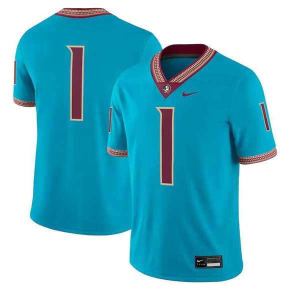 Men%27s Florida State Seminoles #1 Teal Stitched Football Game Jersey Dzhi->lsu tigers->NCAA Jersey