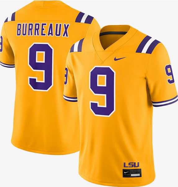 Mens LSU Tigers #9 Joe Burrow Gold Limited Stitched Game Jersey Dzhi->lsu tigers->NCAA Jersey
