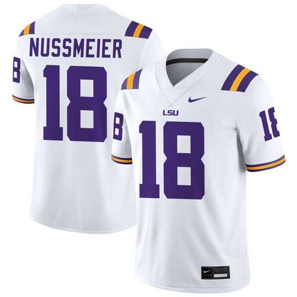 Mens LSU Tigers #18 Garrett Nussmeier White Limited Stitched Game Jersey Dzhi->lsu tigers->NCAA Jersey
