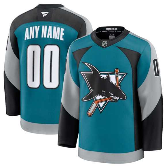Men%27s San Jose Sharks Active Player Custom Teal 2025 Alternate Stitched Hockey Jersey->customized nhl jersey->Custom Jersey
