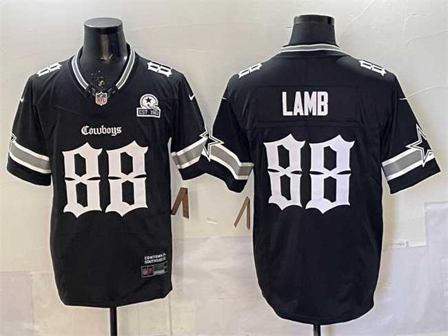 Mens Dallas Cowboys #88 CeeDee Lamb Black 2025 F.U.S.E. Gothic Lone Star Edition With Established In 1960 Patch Vapor Limited Stitched Jersey Dzhi->dallas cowboys->NFL Jersey
