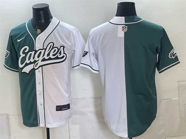 Men%27s Philadelphia Eagles Blank Green White Split Stitched Jersey->pittsburgh steelers->NFL Jersey