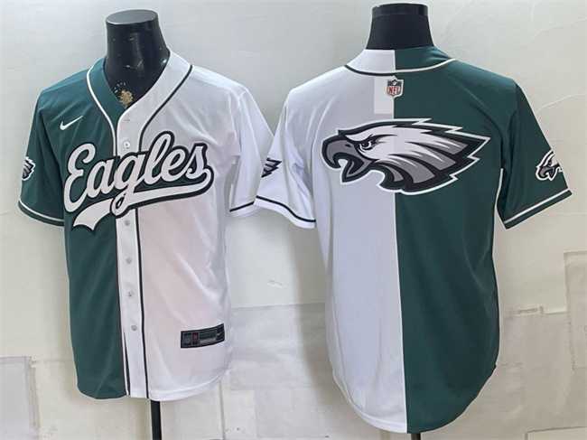 Men%27s Philadelphia Eagles Team Big Logo Green White Split Stitched Jersey->pittsburgh steelers->NFL Jersey