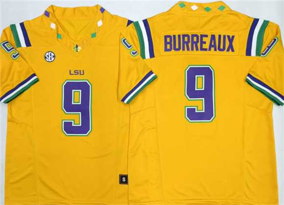 Men%27s LSU Tigers #9 Joe Burreaux Yellow 2026 F.U.S.E. Stitched Jersey->lsu tigers->NCAA Jersey