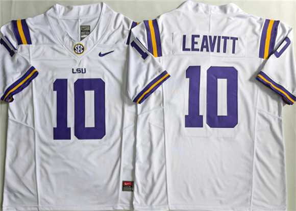 Men%27s LSU Tigers #10 Sam Leavitt White 2026 F.U.S.E. Stitched Jersey->notre dame fighting irish->NCAA Jersey