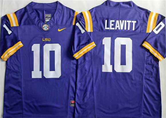 Men%27s LSU Tigers #10 Sam Leavitt Purple 2026 F.U.S.E. Stitched Jersey->notre dame fighting irish->NCAA Jersey