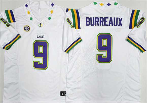 Men%27s LSU Tigers #9 Joe Burreaux White 2026 F.U.S.E. Stitched Jersey->lsu tigers->NCAA Jersey