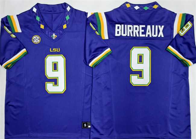 Men%27s LSU Tigers #9 Joe Burreaux Purple 2026 F.U.S.E. Stitched Jersey->lsu tigers->NCAA Jersey