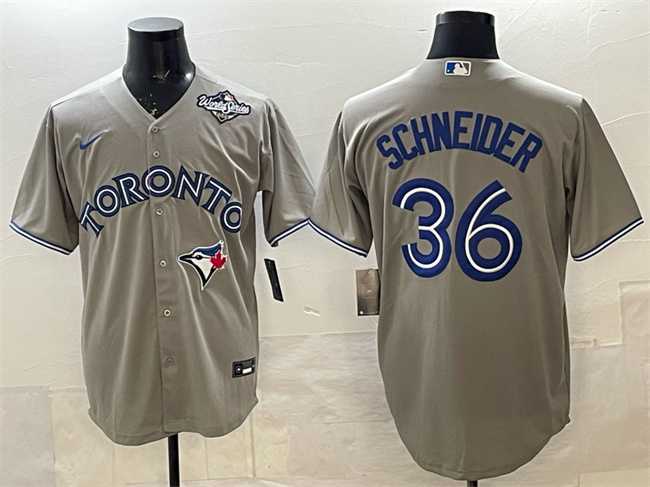 Men%27s Toronto Blue Jays #36 Davis Schneider Gray 2025 World Series Cool Base Stitched Jersey->toronto blue jays->MLB Jersey