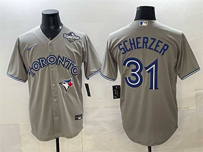 Men%27s Toronto Blue Jays #31 Max Scherzer Gray 2025 World Series Cool Base Stitched Jersey->toronto blue jays->MLB Jersey