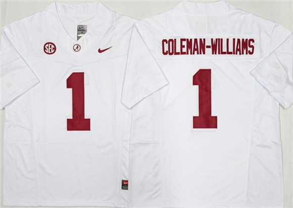 Men%27s Alabama Crimson Tide #1 Ryan Alexander Coleman-Williams Jr White 2026 F.U.S.E Stitched Jersey->alabama crimson tide->NCAA Jersey