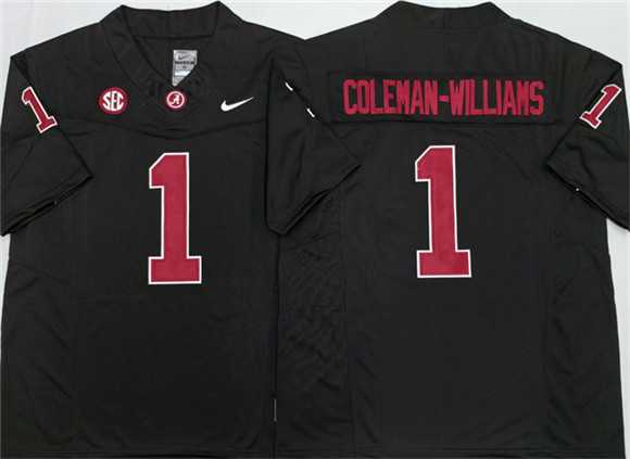 Men%27s Alabama Crimson Tide #1 Ryan Alexander Coleman-Williams Jr Black 2026 F.U.S.E Stitched Jersey->alabama crimson tide->NCAA Jersey